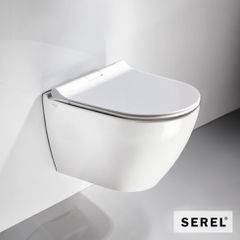 Λεκάνη Κρεμαστή Rimless SMART36/48,5 , κάλυμμα Slim Soft Close 9001SC, Serel White SM3600SC-300
