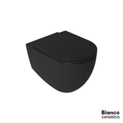 Λεκάνη Κρεμαστή LENTA/53 Rimless με κάλυμμα Soft Close MS38C, Bianco Ceramica Black Matt 381600C-401