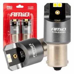 ΛΑΜΠΕΣ LED CAN-BUS P21W BA15S 12/24V 6.000K 4xSMD ΛΕΥΚΟ PRO SERIES AMIO - 2 ΤΕΜ.