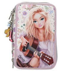 TOPModel - Triple Pencil Case COWGIRL - Cream-Coloured with Pale Purple Accents / Toys