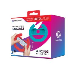 Oniverse Nsw Pack Of 2 Racing Wheel Controller Holders - Blue/Red / Nintendo Switch