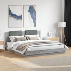 Πλαίσιο Κρεβατιού με Κεφαλάρι και LED Γκρι sonoma 160 x 200 εκ. 3210001