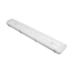 GLOBOSTAR® VIGAS 999-0250 Γραμμικό Βιομηχανικό Φωτιστικό Σκαφάκι Tri-Proof με Μεταλλικά Clips για 2 x Λάμπες T8 G13 90cm Τύπου Φθορίου LED Τροφοδοσίας Ενός Άκρου 120° AC 220-240V Αδιάβροχο IP65 - Γκρι