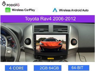 Toyota RAV4 (2006-12) Car Radio 9" 2+64GB Ασύρματο CarPlay & Aσύρματο Android Auto GPS WiFi EQ
