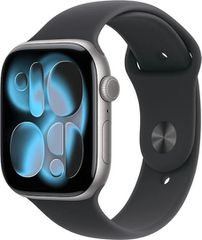 Apple Watch Series 11 Aluminium 46mm Αδιάβροχο με Παλμογράφο (Grey Aluminium Case with Black Sport Band - S/M) - Πληρωμή και σε εως 12 δόσεις