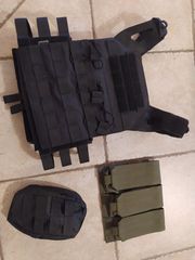 Vest, τριπλή θήκη γεμιστήρα και μαύρο pouch (για χρήση airsoft)