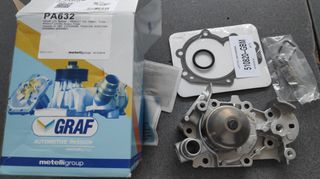 αντλια νερου Graf Italy , για Renault , Nissan , με κωδικο : PA632 , Renault : 7700864596 , πληρες σετ με φλαντζα μεταλικη και πλαστικη . Απαγορευεται η χρηση στεγανοποιητικου υλικου !