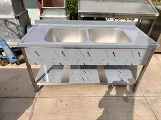 Λάντζα ανοιχτή  STOCK  με 2 γούρνες 50x50 - 160cm (Κ1099)