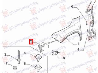Βάση Φτερού Εμπρός Μεταλλική Άνω (50572609) Δεξιά για ALFA ROMEO JUNIOR 24-