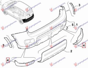 Πλαστική Κούρμπα Προφυλακτήρα Πίσω Κάτω (4x4/trekking) (51881128) Αριστερά  για FIAT PANDA NEW 12-