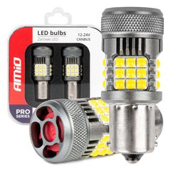 Amio - P21W BA15S 12/24V 6.000K 36x3030 SMD LED CAN-BUS ΛΕΥΚΟ PRO SERIES 2ΤΕΜ. (03722/AM)
