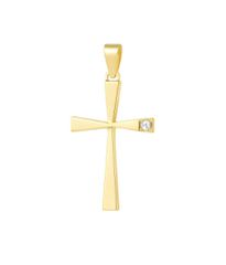 Σταυρός σε χρυσό Κ14 με λευκό ζιρκόνιο βάρος 1.9γρ 1935