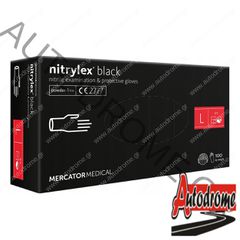 Amio - ΓΑΝΤΙΑ ΝΙΤΡΙΛΙΟΥ MERCATOR NITRYLEX BASIC ΣΕ ΜΑΥΡΟ ΧΡΩΜΑ LARGE (L) - 100 Τεμ. (MER13429/AM)
