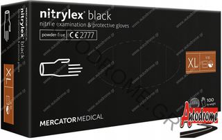 Amio - ΓΑΝΤΙΑ ΝΙΤΡΙΛΙΟΥ MERCATOR NITRYLEX BASIC ΣΕ ΜΑΥΡΟ ΧΡΩΜΑ ΧLARGE (ΧL) - 100 Τεμ. (MER13529/AM)