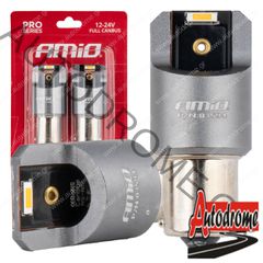 Amio - ΛΑΜΠΑΚΙΑ PY21W BAU15s 12/24V 6.000K 2xSMD LED FULL CAN-BUS ΠΟΡΤΟΚΑΛΙ PRO SERIES - 2 Τεμ. (03594/AM)