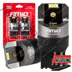 Amio - ΛΑΜΠΑΚΙΑ W21W 12/24V 6.000K 2SMD LED FULL CAN-BUS ΛΕΥΚΑ PRO SERIES - 2 Τεμ. (03599/AM)