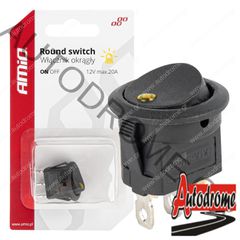 ΔΙΑΚΟΠΤΗΣ 12V ON/OFF ΣΤΡΟΓΓΥΛΟΣ ΜΕ 3 ΕΠΑΦΕΣ ΚΙΤΡΙΝΟ LED AMIO - 1 τεμ.