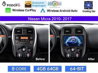 Nissan Micra 2010-2017 Οθόνη 9" Android | Snapdragon 460 | 4GB RAM + 64GB ROM | Ασύρματο CarPlay & Android Auto GPS WiFi DSP FM/RDS