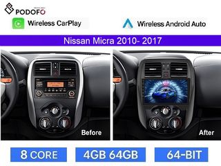 Nissan Micra 2010-2017 Οθόνη 9" Android Car Radio 4+64GB 8-Core Ασύρματο CarPlay & Aσύρματο Android Auto GPS WiFi DSP