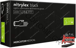 Amio - ΓΑΝΤΙΑ ΝΙΤΡΙΛΙΟΥ MERCATOR NITRYLEX BASIC ΣΕ ΜΑΥΡΟ ΧΡΩΜΑ SMALL (S) - 100 τεμ. (MER13229/AM)
