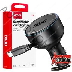 Amio - ΦΟΡΤΙΣΤΗΣ ΑΝΑΠΤΗΡΑ 12/24V ΜΕ 1 ΘΥΡΑ USB-C 60W 5V/3A ΤΑΧΕΙΑΣ ΦΟΡΤΙΣΗΣ ΜΕ ΕΝΣΩΜΑΤΟΜΕΝΟ ΚΑΛΩΔΙΟ USB-C - 1 ΤΕΜ. (04368/AM)