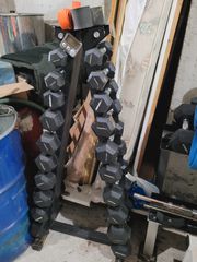 Αλτήρες εξάγωνοι 1-25kg , παγκος , μπαρα