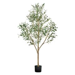 Τεχνητή ελιά VEVOR 150cm με μαύρη γλάστρα, ψηλό ψεύτικο δέντρο με φυσικό ξύλινο κορμό και ρεαλιστικά πράσινα φύλλα και καρπούς, τεχνητό φυτό εσωτερικού χώρου για σπίτι, γραφείο, σαλόνι, διακόσμηση γων