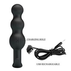 SIDNEY vibrating anal silicone beads plug-thumb-2