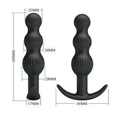 SIDNEY vibrating anal silicone beads plug-thumb-5