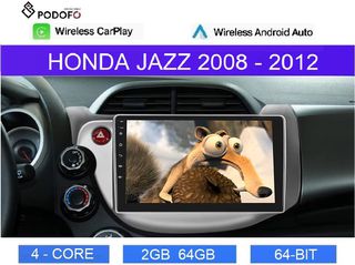 Honda Jazz (2008-12) Οθόνη Android 10.1" 2GB+64GB Ασύρματο CarPlay & Aσύρματο Android Auto GPS  WiFi EQ