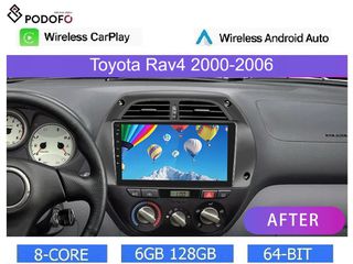 Toyota RAV4 (2000-2006) Android 13 Οθόνη 9" | 6GB RAM + 128GB ROM | Ασύρματο CarPlay & Aσύρματο Android Auto | GPS, WiFi, DSP