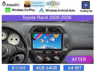 Toyota RAV4 (2000-2006) Android Οθόνη 9" | Snapdragon 460 | 8-core | 4GB RAM + 64GB ROM | Ασύρματο CarPlay & Android Auto GPS WiFi DSP FM/RDS