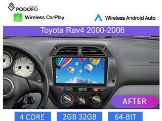 Toyota RAV4 (2000-2006) Car Radio 9" 2+32GB Ασύρματο CarPlay & Aσύρματο Android Auto GPS WiFi EQ