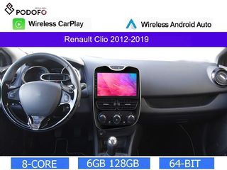 Renault Clio (2012-19) Android Car Radio 10.1" 6+128GB Ασύρματο CarPlay & Aσύρματο Android Auto GPS  WiFi DSP