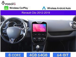 Renault Clio (2012-19) Android Car Radio 10.1" 4+64GB Ασύρματο CarPlay & Aσύρματο Android Auto GPS WiFi DSP