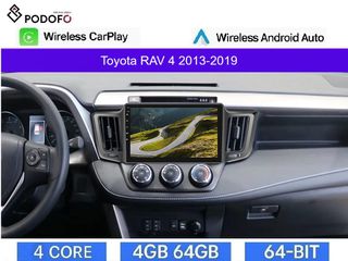 Toyota RAV4 (2013-19) Android Radio 10.1" 4+64GB Ασύρματο CarPlay & Aσύρματο Android Auto GPS WiFi EQ