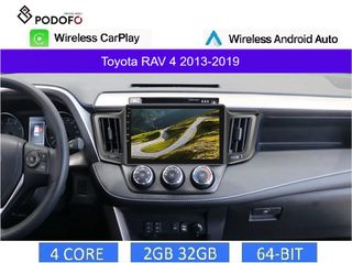 Toyota RAV4 (2013-19) Car Radio 10.1" 2+32GB Ασύρματο CarPlay & Aσύρματο Android Auto GPS WiFi EQ
