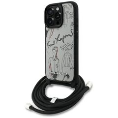 Karl Lagerfeld Crossbody Grained Pattern & Logo Case for iPhone 16 Pro Max - Gray