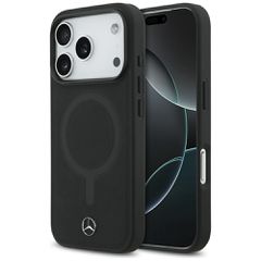 Mercedes Plain Smooth Leather MagSafe Case for iPhone 17 Pro - Black