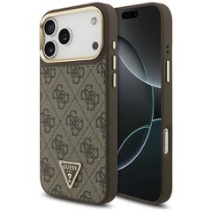 Guess 4G Triangle Logo MagSafe Case for iPhone 17 Pro Max - Brown & Gold