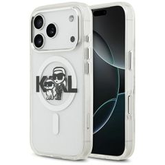 Karl Lagerfeld IML Glitter Karl & Choupette Sketch Logo MagSafe Case for iPhone 17 Pro - Clear