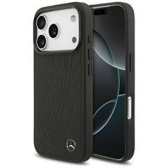 Mercedes Leather Large Laurel Leave MagSafe Case for iPhone 17 Pro - Black