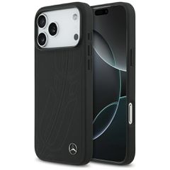 Mercedes Leather Large Laurel Leave MagSafe Case for iPhone 17 Pro Max - Black