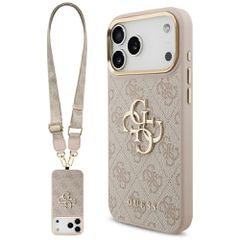 Guess 4G Big 4G Classic Logo Big Strap Metal Buttons Case for iPhone 17 Pro Max - Pink