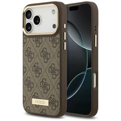 Guess 4G Logo Plate MagSafe Case for iPhone 17 Pro Max - Brown