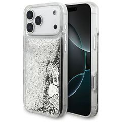 Guess Liq case. Glitter Charms for iPhone 17 Pro Max - silver