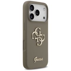 Guess Silicone Big 4G Script Case for iPhone 17 Pro - Brown-thumb-3