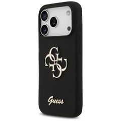 Guess Silicone Big 4G Script Case for iPhone 17 Pro - Black-thumb-1