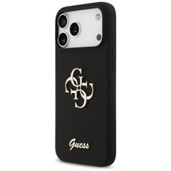 Guess Silicone Big 4G Script Case for iPhone 17 Pro Max - Black-thumb-1