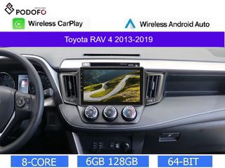 Toyota RAV4 (2013-19)| Οθόνη 10.1" | Android 13 |  Car Radio Navigation | 6+128GB | 8-Core | Ασύρματο CarPlay & Aσύρματο Android Auto | GPS | WiFi | DSP | HiFi | FM/RDS